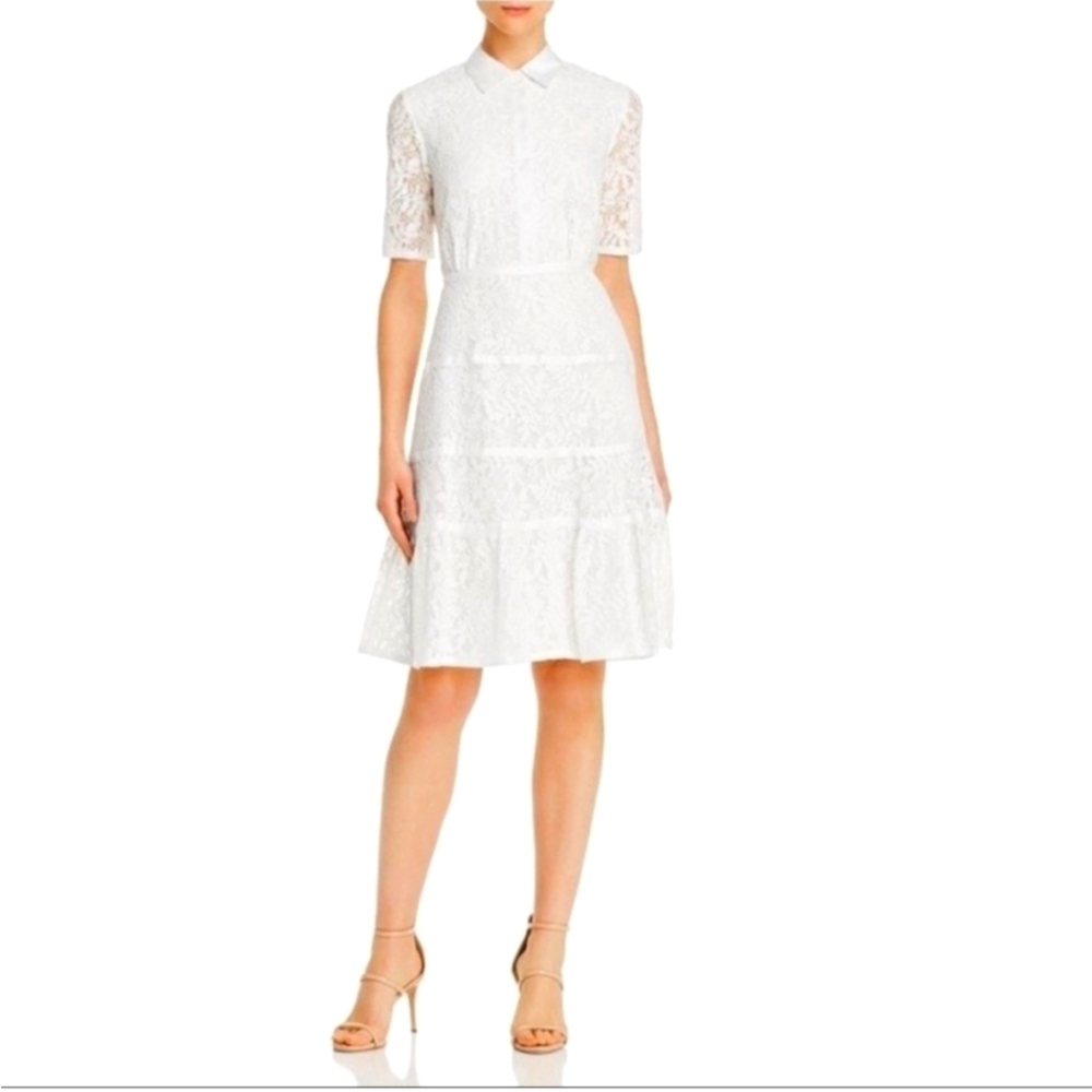Nanette Lepore Women's White Floral Lace Cotton Dress. Quiet Luxury Academia Sz8 - Picture 2 of 13